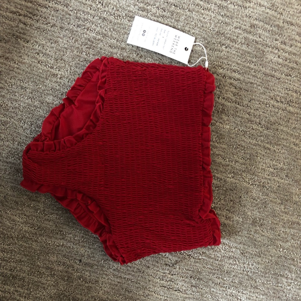 High waist red bikini bottom